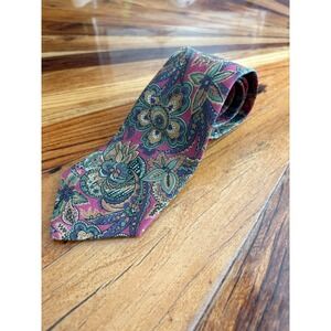 Isaac Zelcer Silk Necktie Floral Paisley Made In Italy Mens Fashion
